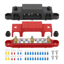 2Pcs Bus Bar,12V Power Distribution Block,3X 1/4In (M6) Terminal Studs,10X 5/32Inch (M4) Terminal Screw,Battery Bus Bar