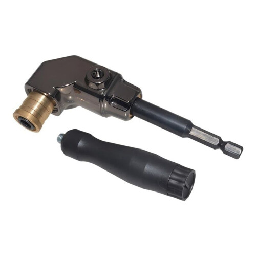 Right Angle Drill Attachment, All Metal Body 90 Degree Drill Adapter with Detachable Handle, Drill Bit Corner Adapter 2