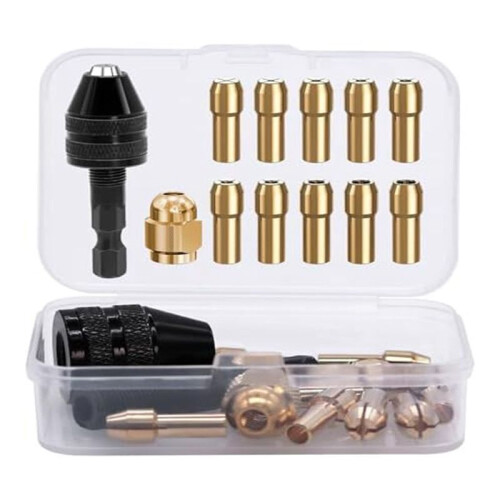 12-Teiliges Bohrfutter-Adapter-Set, 4486 Bohrfutter, 4485 Spannzangen, WechselfutterköPfe Aus Messing, Schnellspannbohrfutter mit Box