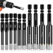 10 Stuks Droge Diamantborenset, 3/16 Inch 1/4 Inch 5/16 Inch 3/8 Inch 1/2 Inch voor Graniet Keramiek Marmer Glas, Niet voor Hout