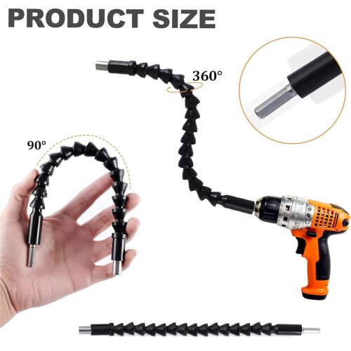 17 Flexible Drill Bit Extension Set:105 Right Angle Drill Attachment,Drill Bit Holder,Screwdriver Bits 90 Angled Bits 1