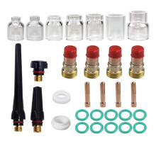 30st TIG-Svetsbrännare Tillbehör Stubby Gas Lens 4 -12 Glass Cup Kit för WP-17/18/26 Brännsvetsning och Lödning