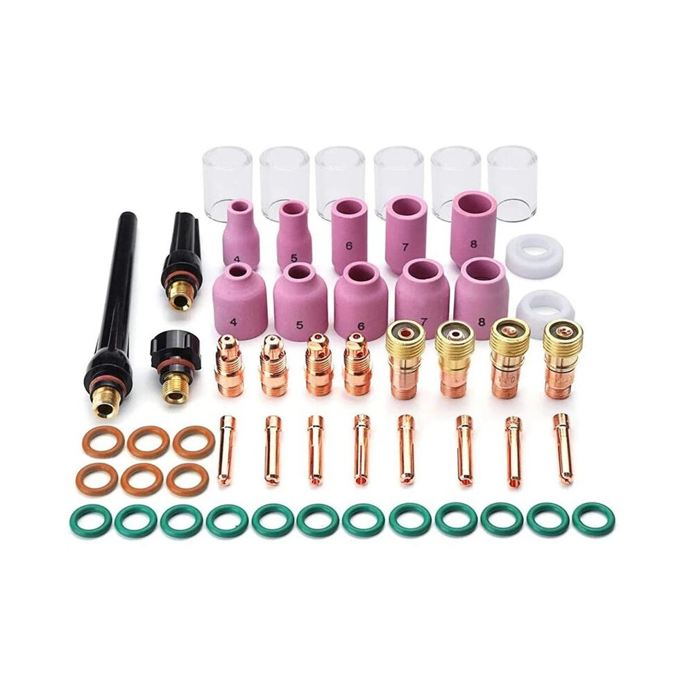 55Pcs Tig Welding Torch Accessories Kit For Tig Wp-17/18/26 With Glass Cup Alumina Nozzle Stubby Gas Lens Tig Equipment 6034186063911