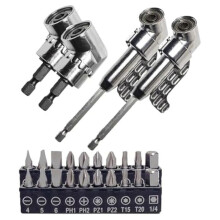 Hoekgereedschap Schroefnaaf, Multifunctionele Gebogen Schroevendraaierbit, 360 Draaibare 1/4in 3/8in 1/2in Dopsleuteladapterset