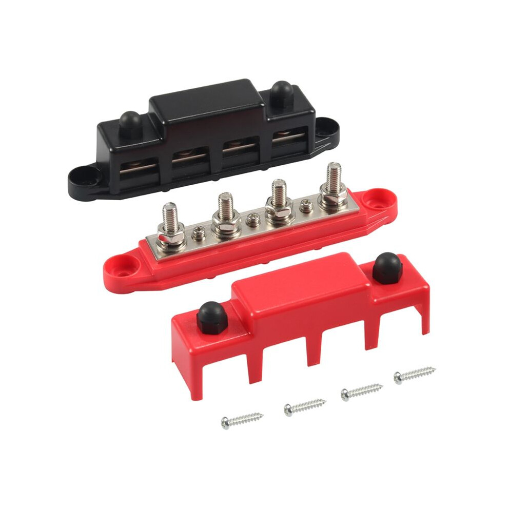 12V Bus Bar 4 Post 300A Power Distribution Block 5/16Inch Battery Terminal Block Stud With Cover And Wire Lugs 6031503484039