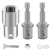 Trailer Jack Electric Drill Adapter, Stainless Steel Cordless Drill Adapter for Top Wind Trailer Jack Crank Handle