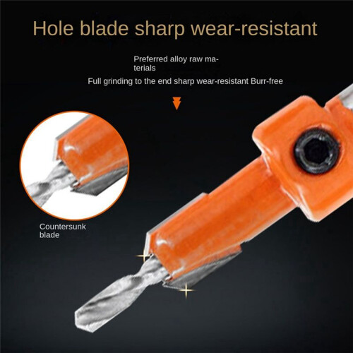 6PC Woodworking Countersink Drill Taper Hole Drill Hole Opener Set Hexagon Screw Hardware Tools Countersink Drill. 2