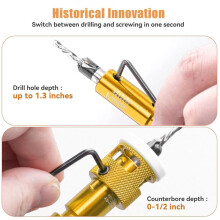 5pcs Countersink Drill Bit Set with 1/4in Release HexShank,Adjustable Woodworking Drill Bit Set for Carpentry Screw Hole