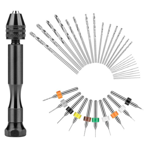 Hand Drill Set, 25PCS Twist Drill Bits and 10PCS PCB  Drill Bits, Jewelry Drilling Tool for Resin Polymer Clay