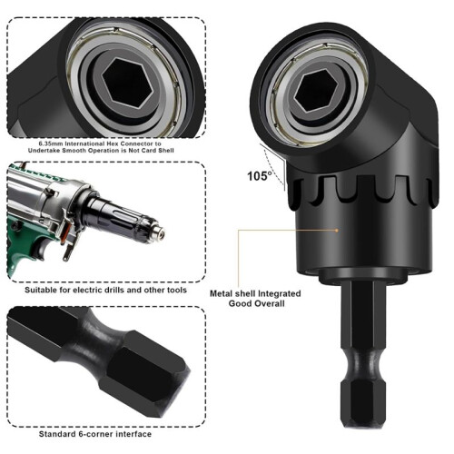 17 Flexible Drill Bit Extension Set:105 Right Angle Drill Attachment,Drill Bit Holder,Screwdriver Bits 90 Angled Bits 2