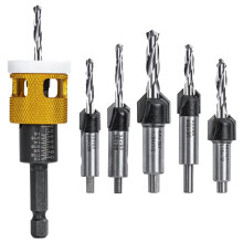 5 Pcs Countersink Drill Bit Set: Replaceable HSS M2 Tapered Bits - 82 Counter Bore with Adjustable Depth Stop
