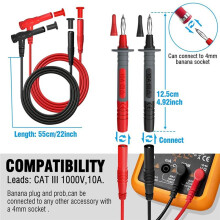 25PCS Multimeter Test Leads Kit, Test Leads Set with Replaceable Alligator Clips,Wire Piercing Probes, Alligator Clips