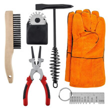 7Pcs Scratch Wire Brush Welding Hammers Slag Removal Tool, Welding Slag Removal Tool Set with Sheet Thickness Gauges