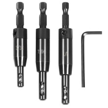 3 PCS Self Centering Drill Bit Set 3/32inch, 7/64inch,1/8inch,VIX Bit,Self-Centering Hinge Drill Bit