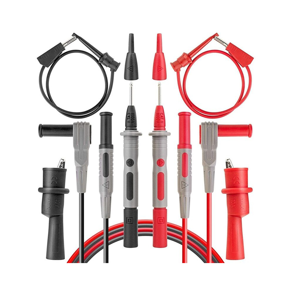 8Pcs Multimeter Test-Leads Set With Alligator Clips And Am33d 2000 Counts Multimeter 4711587018956