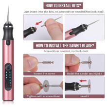 Electric Engraving Pen with 37 Bits, USB Rechargeable Cordless Engraving Machine, Portable DIY Rotary Engraver