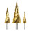 Step Drill Bit Set, 3Pcs Titanium Step Drill Bits, Metric 4mm to 32mm Drill Cone Bits for Metal, Wood, PVC C 1