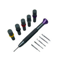 Watch Screwdriver Set High Hardness Thick Handle High Speed Steel Watch Repair Tool with 5 Screw Bits 0.8mm-1.6mm +1.4mm