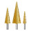 Step Drill Bit Set, 3Pcs Titanium Step Drill Bits, Metric 4mm to 32mm Drill Cone Bits for Metal, Wood, PVC A 1