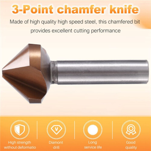 Countersunk Drill Bit 3-Flutes 90-Degrees Chamfering Cutter Tungsten Steel Carbide Single  Reaming Drill 30mm 1