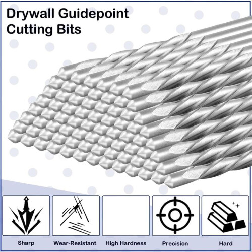 50Pcs Drywall Bit Drywall Guide Point Cutting Bits Diameter ,1/8 Inch Titanium Nitride Drill Bits,Drywall Tools 2