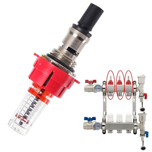 Underfloor Heating Manifold Flow Meter-Regulator Precision Heat Control Device(3/8 X 4pc) 2