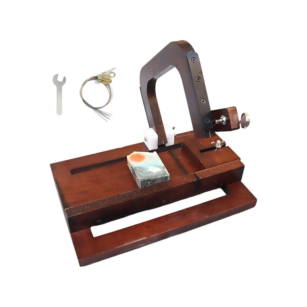 Wooden Soap Cutter, Wire Slicer Cutting Tool With Size Scale For Handmade Soap Loaf Cheese Butter Candles (Dark Walnut) 4711227061359