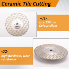 M14 Vacuum Brazed Diamond Cutting Wheel Saw Blade, Double Sides Disc, Marble, Concrete, Ceramic Tile Cutting 150mm