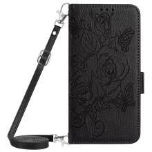 RFID Blocking Leather Wallet Case with Magnetic Kickstand and Rose Floral Design for Realme GT NEO 3T