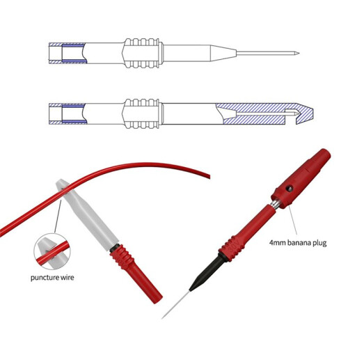Multimeter Test Leads Kit Digital Electrical Test Probes Set with Alligator Clips Test Tweezer Wire-Piercing 2