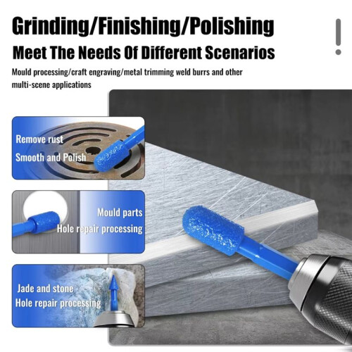 Diamond Coated Grinding Bits Set for Multi Material Finishing Rust Removal Polishing Hole Repair Mold Processing 7PCS 2