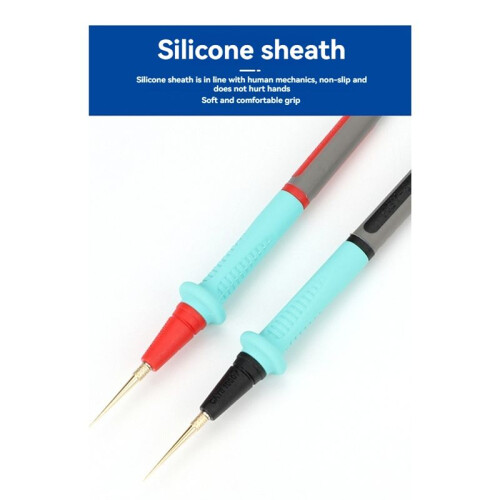 Stainless Steel Multimeter Pen Silicone Test Leads Set 0.1mm Replaceable Gold Plated Probe for Digital Multimeter 2