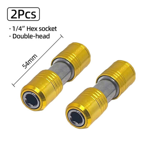 2pcs Portable Screwdriver Bit Holder Double  Extension Rod Quick Release 1/4inch Hex Screw Adapter Socket