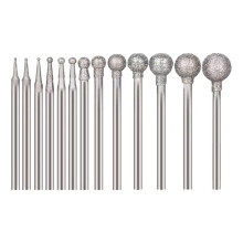 13 Pcs Shape Diamond Burr Diamond Mounted Grinding Burs Stone Carving Set with 3/32 Inch Mandrel for Rotary Tools