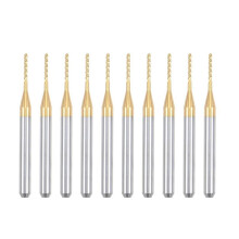 10PCS Titanium Coat Carbide End Mill Engraving Milling Cutter CNC Router Bits for PCB Machine, 1/8 Inch Shank 1Mm