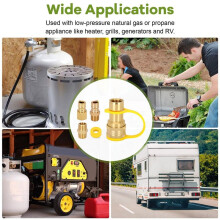 Raccords Rapides pour Gaz Naturel de 1/2 Pouce, Kit de Déconnexion Rapide pour Tuyau de Propane, pour Gril à Gaz, Chauffage et Générateur