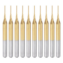10PCS Titanium Coat Carbide End Mill Engraving Milling Cutter CNC Router Bits for PCB Machine, 1/8 Inch Shank 0.6Mm