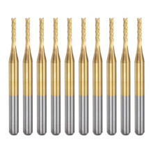 10 Piezas Fresa de Extremo de Carburo con Revestimiento de Titanio Fresa de Grabado Brocas de Enrutador CNC para Máquina PCB, Vástago de 1/8 de
