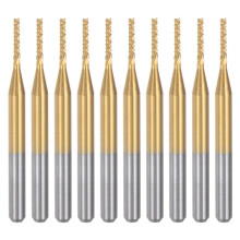 10PCS Titanium Coat Carbide End Mill Engraving Milling Cutter CNC Router Bits for PCB Machine, 1/8 Inch Shank 1.2Mm