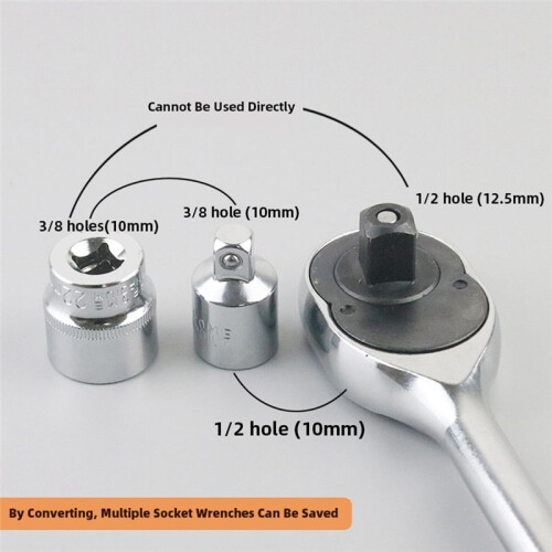 6pc Socket Converter Adaptor Set Sleeve Adapter 1/2,3/8,1/4 Interchangeable Adapter Ratchet Wrench Attachment 2