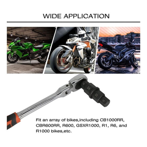 Motorcycles Hex Axle Tool Steady Hex Bit Socket Set Black Spindle Socket Adapter Tool 12/14/17/19/22/24mm with Gloves 1