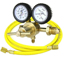 Régulateur D'Azote avec Tuyau de 60 Po pour Purge CVC, Connexion D'Entrée CGA580 et Connexion de Sortie Évasée Mâle 1/4 Po