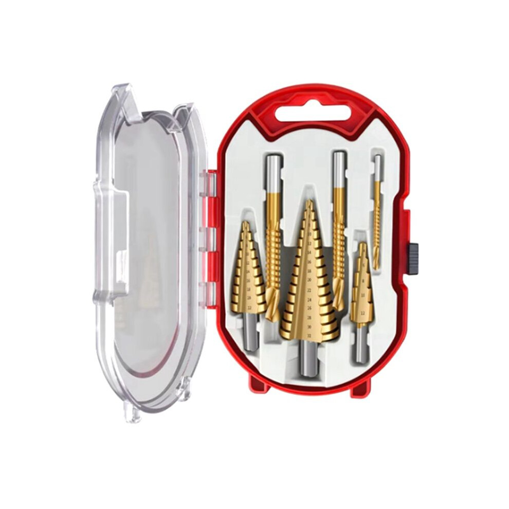 6 Piece Set Titanium Coated Pagoda Drill Sawtooth Drill Woodworking Hole Expansion Plastic Box Set Wood Drilling 6031368564891