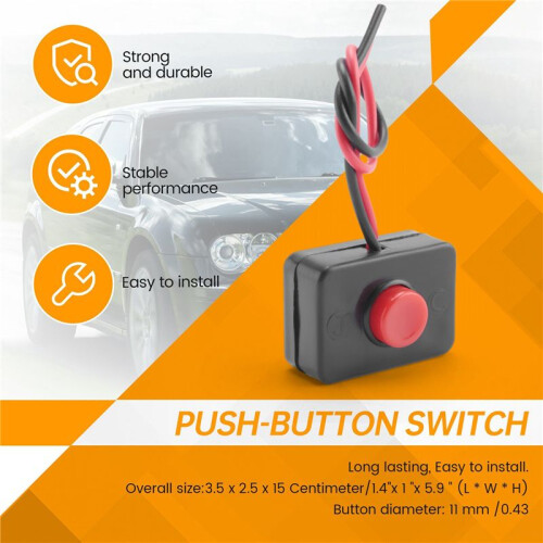 8X  12V2A Adhesive Base Push Button Momentarily Action Wired  for Automobiles 2