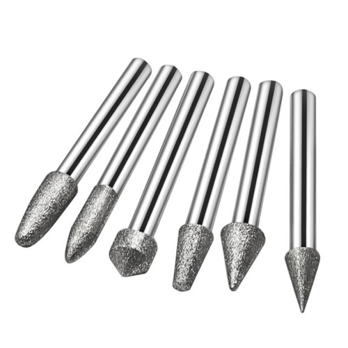 6MM Shank Cylinder Diamond Grinding Bits Cylindrical Points Coated Carving Burrs Lapidary Tools Jade Stone Marble 1