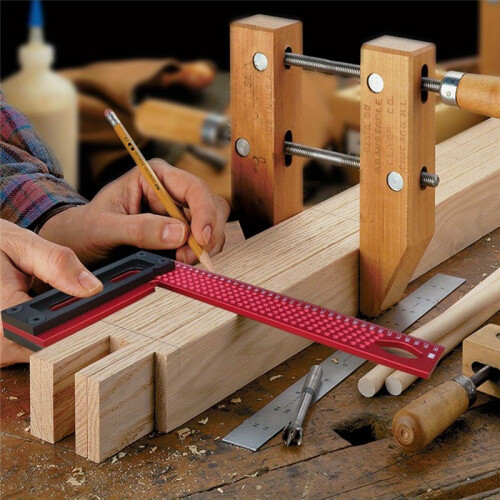 Precision Scriber,Aluminum Framing Woodworking Square,Measuring and Marking L-Type Hole Ruler Right Angle Protractor B 2