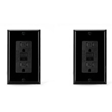 2X GFCI Outlet 15 Amp, Self-Test GFI Electrical Outlet, Tamper Resistant GFCI Receptacle with Wall Plate Black