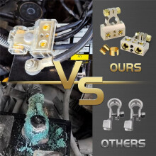 Battery Terminals, 0/4/8/10 Gauge Battery Terminal Connectors with Shims and Protective Covers, Car Battery Cable Ends