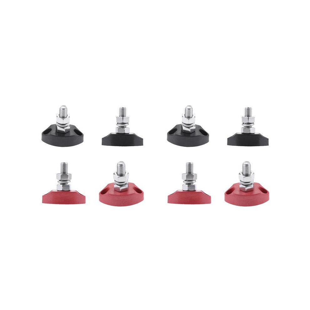 8Pcs 12V Bus Bar Terminal Block - 1/4 Inch 6Mm Positive Insulated Single Stud Power And Ground Junction Post 6031015843218