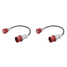 2X 5Pin Adapter Plug 32A to 16A Coupling Socket [3-Phase,400V] Hose Cable High Current Adapter ,Protection Class IP44